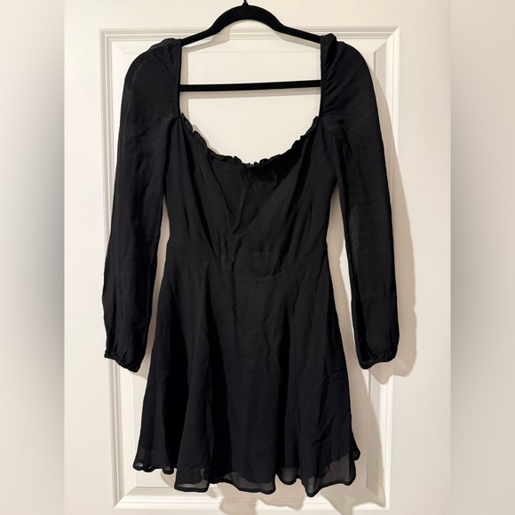 Reformation Black Chiffon Mini Dress 4 - Picture 3 of 6